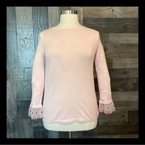 NWT! LOFT pink long sleeve shirt large sheer floral romantic Softgirl Lovecore